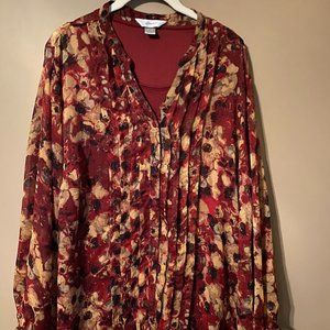 Red and gold long sleeve blouse